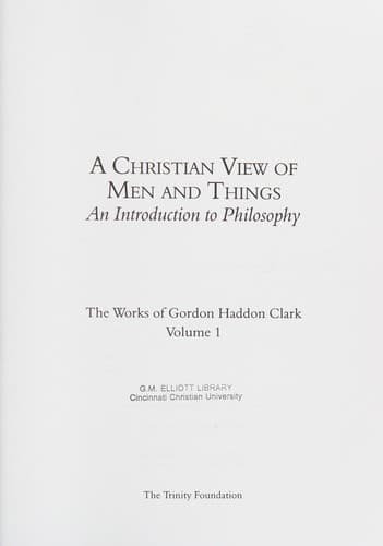 A Christian View of Men and Things