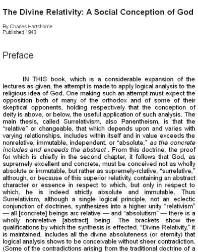 The Divine Relativity: A Social Conception of God