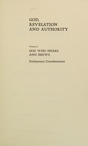 God, Revelation and Authority