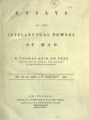 Essays on the Intellectual Powers of Man