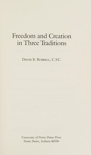 Freedom and Creation in Three Traditions