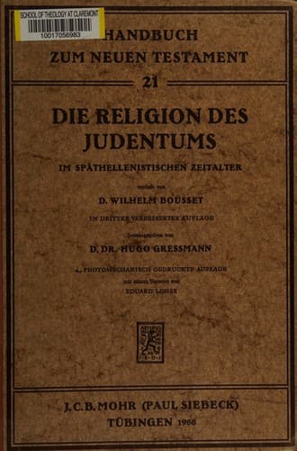 Die Religion des Judentums im späthellenistischen Zeitalter