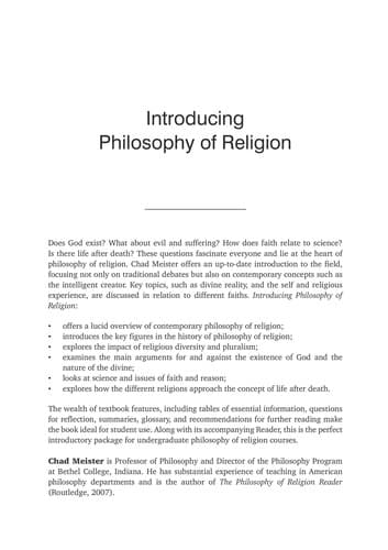 Introducing Philosophy of Religion